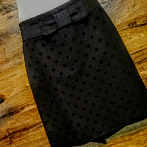 Loft Midi Pencil Skirt Size 8 Velveteen Bow Tie at Waist Back Slit NWOT - Picture 8 of 11